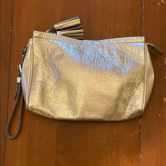 Coach Metallic Gold Wristlet with Pouch Shape and Textured Finish - Picture 1 of 7